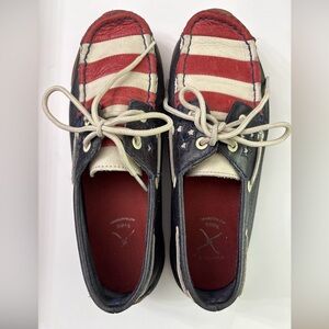 Twisted X Driving Moc Bomber Leather Red/White/Blue American Flag Size 8M